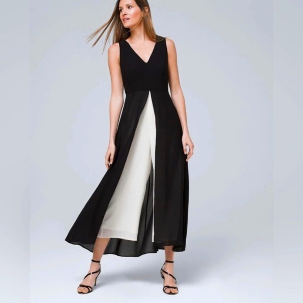 White House Black Market Black and White Jumpsuit